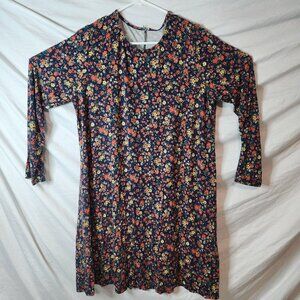 Old Navy LS Knit Swing Dress Navy Floral Size XL – Rayon Blend